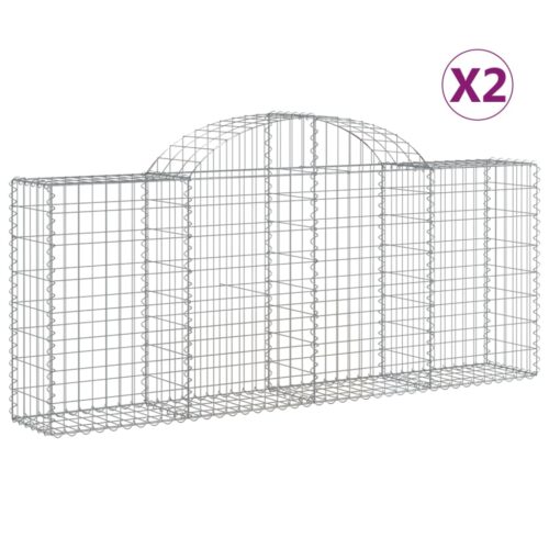 Arched Gabion Baskets 2pcs 200x30x80/100cm Galvanised Iron
