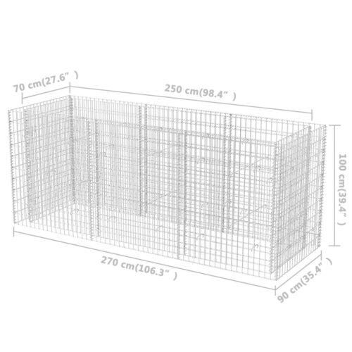 Gabion Raised Bed Steel 270x90x100cm - Image 6