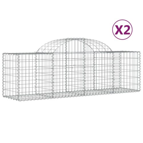 Arched Gabion Baskets 2pcs 200x50x60/80cm Galvanised Iron