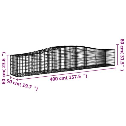 Arched Gabion Basket 400x50x60/80cm Galvanised Iron - Image 5