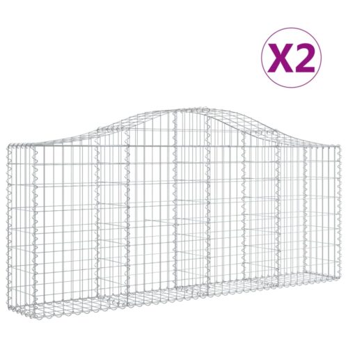 Arched Gabion Baskets 2pcs 200x30x80/100cm Galvanised Iron