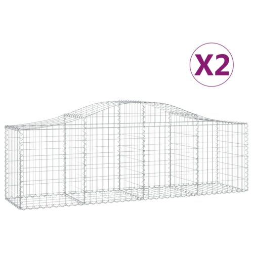 Arched Gabion Baskets 2pcs 200x50x60/80cm Galvanised Iron