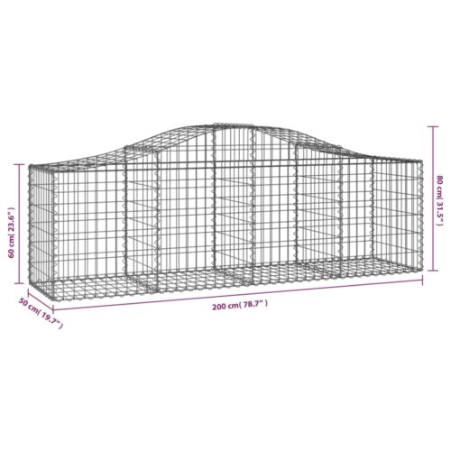 Arched Gabion Baskets 2pcs 200x50x60/80cm Galvanised Iron - Image 6