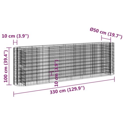 Gabion Raised Bed Galvanised Iron 330x50x100cm - Image 8