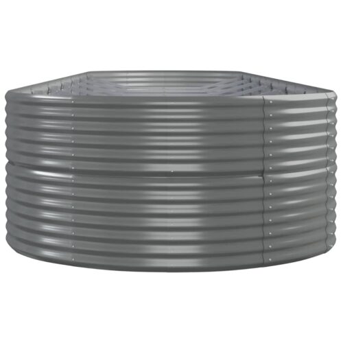 Garden Raised Bed Powder-Coated Steel 584x140x68cm Grey - Image 4