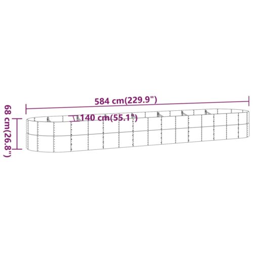 Garden Raised Bed Powder-Coated Steel 584x140x68cm Grey - Image 6