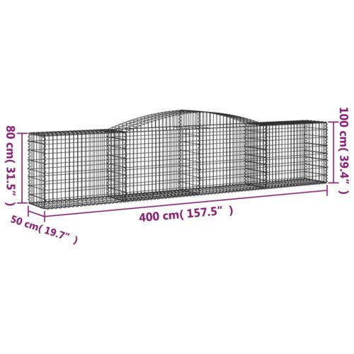 Arched Gabion Basket 400x50x80/100cm Galvanised Iron - Image 5