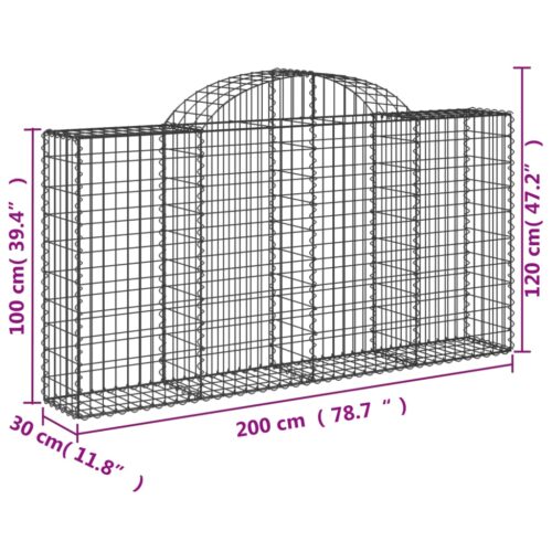 Arched Gabion Baskets 2pcs 200x30x100/120cm Galvanised Iron - Image 6