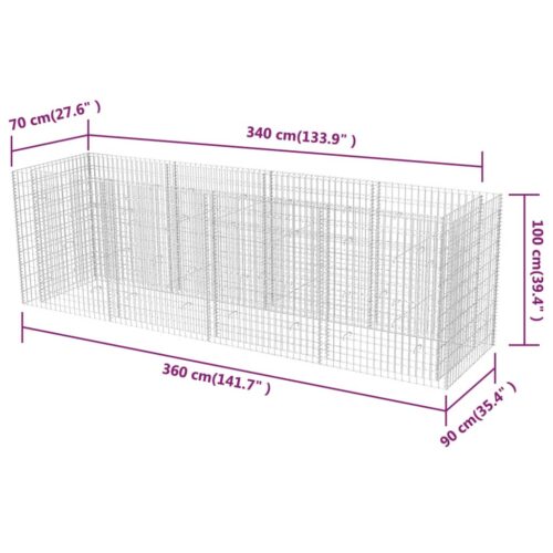 Gabion Raised Bed Steel 360x90x100cm - Image 6