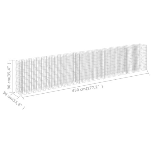 Gabion Raised Bed Galvanised Steel 450x30x90cm - Image 7