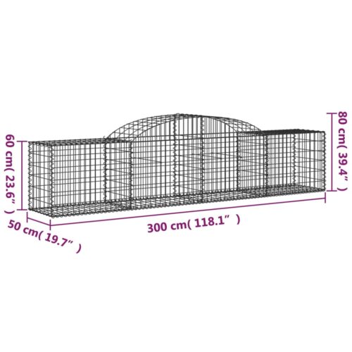 Arched Gabion Baskets 2pcs 300x50x60/80cm Galvanised Iron - Image 6