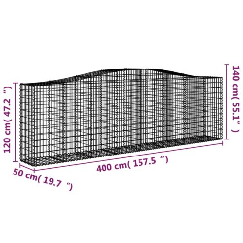 Arched Gabion Basket 400x50x120/140cm Galvanised Iron - Image 5