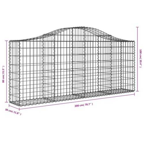 Arched Gabion Baskets 3pcs 200x30x80/100cm Galvanised Iron - Image 6