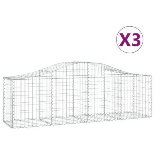 Arched Gabion Baskets 3pcs 200x50x60/80cm Galvanised Iron