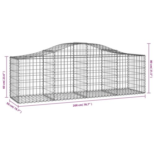 Arched Gabion Baskets 3pcs 200x50x60/80cm Galvanised Iron - Image 6