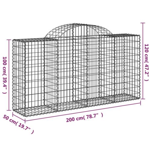 Arched Gabion Baskets 3pcs 200x50x100/120cm Galvanised Iron - Image 6