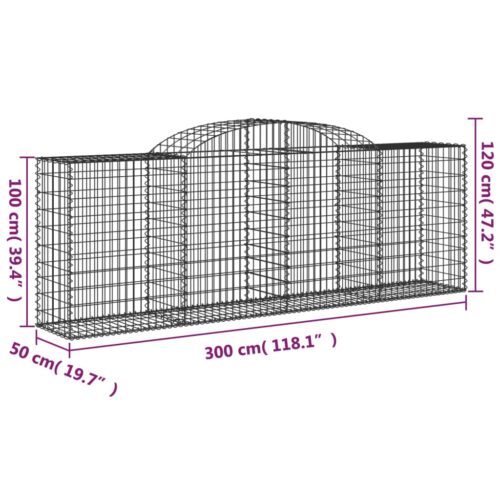 Arched Gabion Baskets 2pcs 300x50x100/120cm Galvanised Iron - Image 6