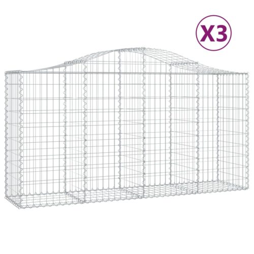 Arched Gabion Baskets 3pcs 200x50x100/120cm Galvanised Iron