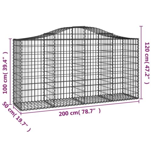 Arched Gabion Baskets 3pcs 200x50x100/120cm Galvanised Iron - Image 6