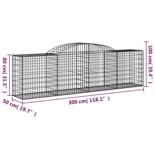 Arched Gabion Baskets 3pcs 300x50x80/100cm Galvanised Iron - Image 6