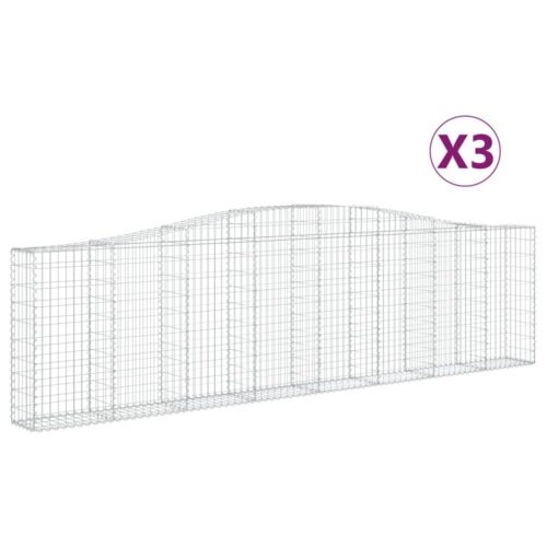 Arched Gabion Baskets 3pcs 400x30x100/120cm Galvanised Iron