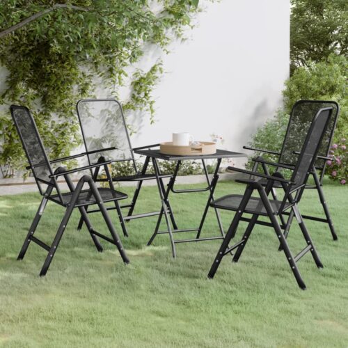 5-Piece Garden Dining Set Expanded Metal Mesh Anthracite - Image 2