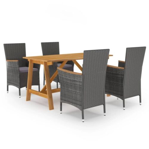 5-Piece Garden Dining Set Grey