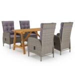 5-Piece Garden Dining Set Grey