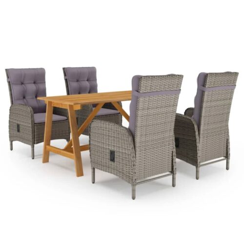 5-Piece Garden Dining Set Grey