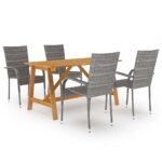 5-Piece Garden Dining Set Grey
