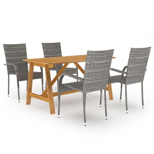 5-Piece Garden Dining Set Grey