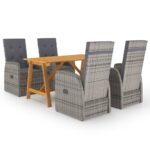 5-Piece Garden Dining Set Grey