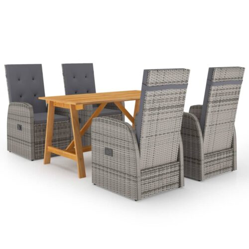 5-Piece Garden Dining Set Grey