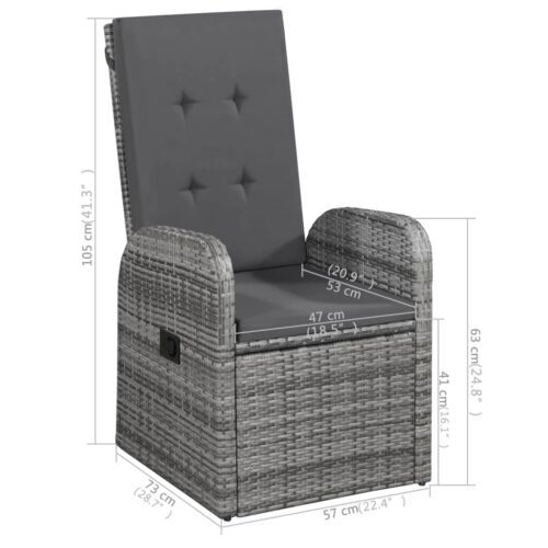 5-Piece Garden Dining Set Grey - Image 11