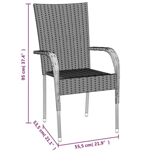 5-Piece Garden Dining Set Grey Poly Rattan Wicker Outdoor Patio Furniture - Image 10