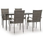 5-Piece Garden Dining Set Grey Poly Rattan Wicker Outdoor Patio Furniture
