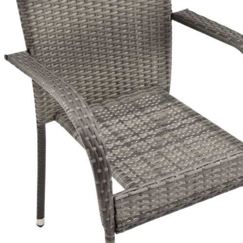 5-Piece Garden Dining Set Grey Poly Rattan Wicker Outdoor Patio Furniture - Image 6