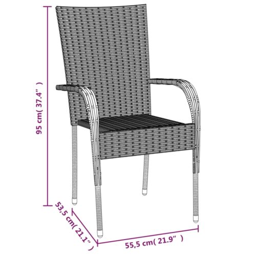 5-Piece Garden Dining Set Grey Poly Rattan Wicker Outdoor Patio Furniture - Image 10