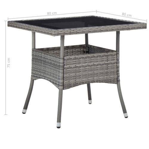 5-Piece Garden Dining Set Grey Poly Rattan Wicker Outdoor Patio Furniture Acacia Wood - Image 11