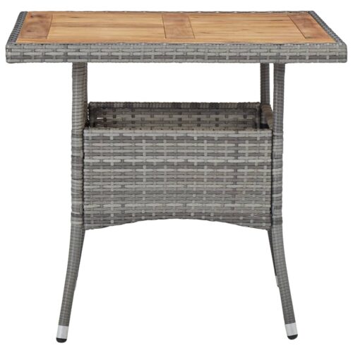 5-Piece Garden Dining Set Grey Poly Rattan Wicker Outdoor Patio Furniture Acacia Wood - Image 3