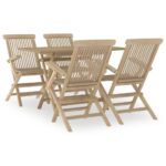5-Piece Garden Dining Set Grey Wood Timber Outdoor Patio Furniture Teak