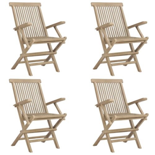 5-Piece Garden Dining Set Grey Wood Timber Outdoor Patio Furniture Teak - Image 4