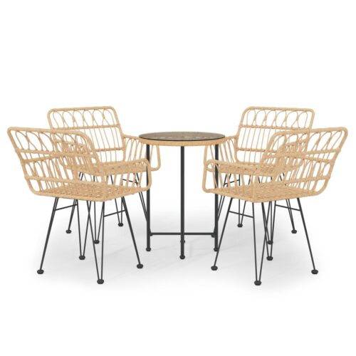 5-Piece Garden Dining Set Poly Rattan Wicker Outdoor Patio Furniture