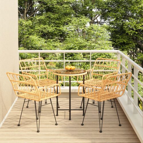 5-Piece Garden Dining Set Poly Rattan Wicker Outdoor Patio Furniture - Image 2