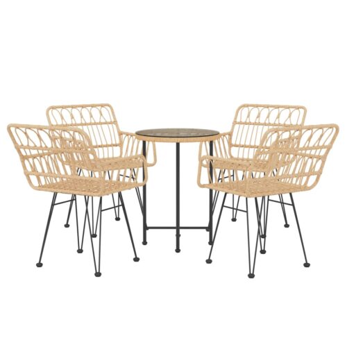 5-Piece Garden Dining Set Poly Rattan Wicker Outdoor Patio Furniture - Image 3