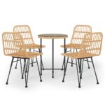 5-Piece Garden Dining Set Poly Rattan Wicker Outdoor Patio Furniture