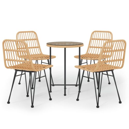 5-Piece Garden Dining Set Poly Rattan Wicker Outdoor Patio Furniture