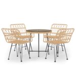 5-Piece Garden Dining Set Poly Rattan Wicker Outdoor Patio Furniture