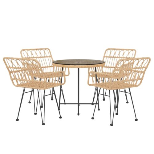5-Piece Garden Dining Set Poly Rattan Wicker Outdoor Patio Furniture - Image 3