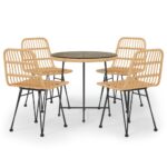 5-Piece Garden Dining Set Poly Rattan Wicker Outdoor Patio Furniture